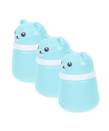 Bo te Poudre Houppettes pour B b Lot de 3 tui Portable Bleu D Ours Couvercle Herm tique Anti-Fuite Accessoire Pratique pour Application Douce de Poudre Corporelle en Voyage