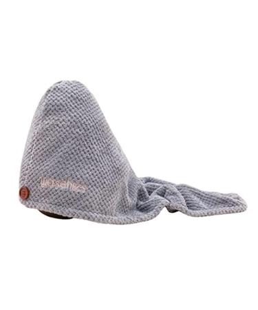 Washing hair-turban gray microfiber turban towel for quick hair drying super soft perfect for hair care with a practical fixing button