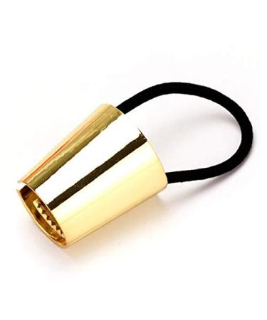 Beaupretty Hair Tie Ponytail Cuff Metal Circle Hair Cuff Punk Elastic Hair Rope for Women Girls (Golden)