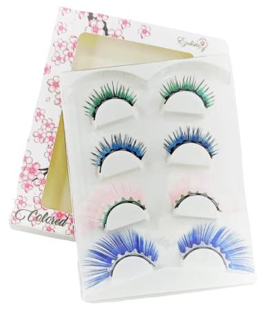 Ezolistic Extension Magnetic Color Eyelashes set (4 pairs) 3D Looking Reusable Eye Lashes Extension for Halloween and Cosplays  Costume Parties - Cruelty-Free False Eyelashes