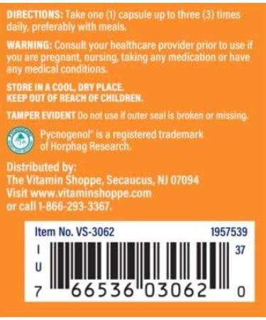 Pycnogenol 50mg Antioxidant Capsules for Cardiovascular & Skin Health - 90 French Maritime Pine Bark Extract Capsules - Buy Online on GoSupps.com