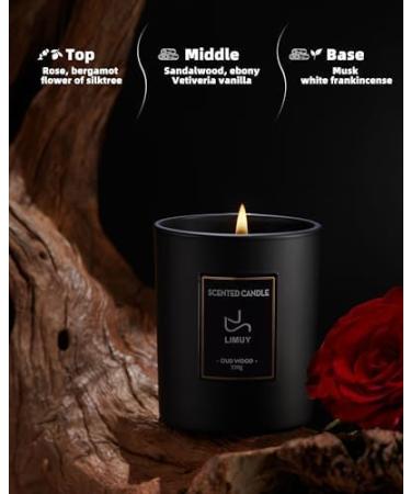 Premium Scented Candles for Men - Sandalwood & Rose 8oz Soy Candle | Perfect Valentine s Day Gift | Masculine Wood Wick Candle in Black Jar - Buy Online on GoSupps.com