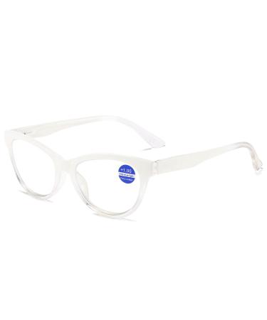 Vevesmundo women reading glasses anti Blue light vintage cat eyes plastic modern blue light filter reading aid visual aid glasses+1.0 +1.5 +2.0 +2.5 +3.0 +3.5 type A - 1 piece white reading glasses 2.5 x