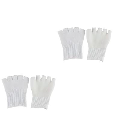 FRCOLOR 2 Pairs Gel Feet Sock Toe Spacers Toe Spreader Moisturizing Gel Socks Gel Socks for Cracked Feet Thumb Bunion Corrector Open Toe Socks Gel Toe Protector White Heel Nursing Socks