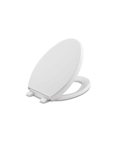 KOHLER 4008-0 Reveal Elongated, Grip-Tight Bumpers, Quiet-Close Release Hinges, Quick-Attach Hardware, No Slam Toilet Seat, White White Elongated Toilet Seat