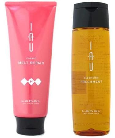 Lebel IAU Cleansing Freshment Hair Shampoo 200ml & Lebel IAU Melt Repair Hair Treatment 200ml Set (Green Tea Set)