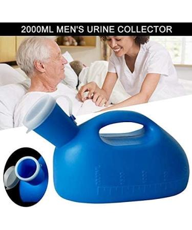 2000ml Male Urinal Bottle with Cover - Portable Incontinence Solution for Seniors, Travel, Camping - Blue - Buy Online on GoSupps.com