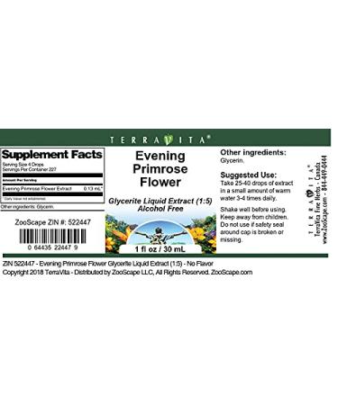 Evening Primrose Flower Glycerite Liquid Extract (1:5) - No Flavor (1 oz ZIN: 522447) - 3 Pack - Buy Online on GoSupps.com