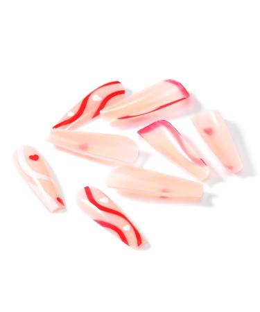 Brishow Valentine's Day Artificial Nails - Red Heart Ballerina Press-On Acrylics 24 Long Stick-On Nails for Women & Girls - Buy Online on GoSupps.com