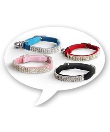 Buy Chukchi Collars for Cats - Soft Velvet Adjustable Rhinestones & Bells - 4 Colors: Black Pink Red Blue - Buy Online on GoSupps.com