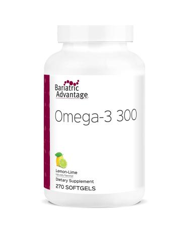 Bariatric Advantage Omega-3 300 - EPA & DHA Fish Oil Softgels - Concentrated Source of Fatty Acids from Sustainably Sourced Cold Water Fish - Lemon Lime - 270 Count
