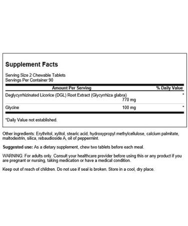 Swanson DGL (Licorice) 385mg 180 Chewable Tablets - Natural Digestive Support - Buy Online on GoSupps.com