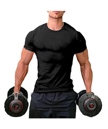 InleaderStyle Mens Workout T-Shirts Athletic Gym Tee Shirts for Men with Short Sleeve Bk1 Large