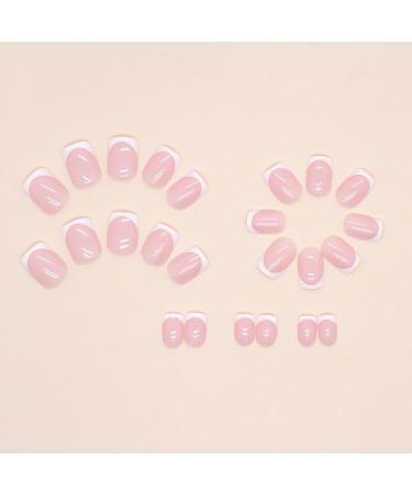 Mouyouglow Press On Nails - Short Square Rosa Nude Sweet Pink White French Nails with Glue - Angular White Tip Artificial Fingernails Q2 | Shop Internationally - Buy Online on GoSupps.com