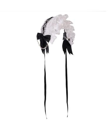 COSDREAMER Girl Headwear Maid Cosplay Headdress Lace bow tie Flower Headdress Black