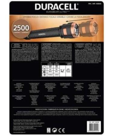 Duracell 2500 Lumens Variable Focus LED Flashlight with AA Batteries - Powerful Bright & Durable | International Shipping Available - Buy Online on GoSupps.com
