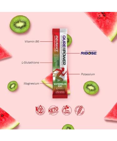 QURE Power Endurance: Alkaline Hydration Mix for Energy & Endurance | Watermelon Kiwi Flavor | 15 Easy Open Sticks | International Shipping Available - Buy Online on GoSupps.com