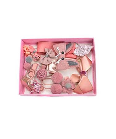 Fodlon hair clips girl 18pcs hair clips children set hair clip girl loop hair tie scrunchy hair chewing girls festive hair clips soft pink