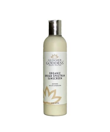 Glimmer Goddess Organic Sunscreen - Reef-Safe SPF 40+ Broad Spectrum Protection 8 oz - Vegan Cruelty-Free