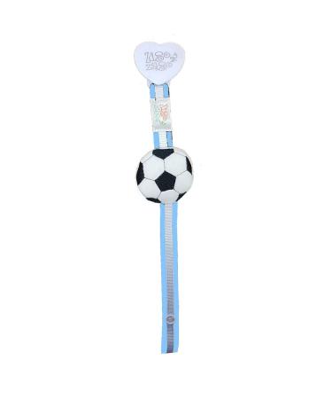 Zigozago - Pacifier chain football - Handmade fabric pacifier chain with 3D balloon. Color: light blue