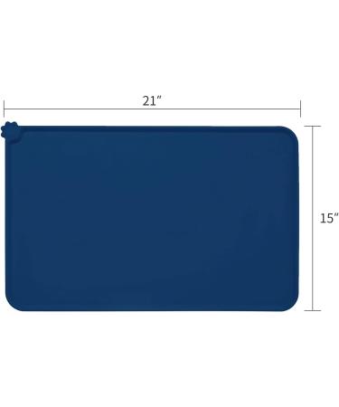 Audwud Silicone Waterproof Pet Feeding Mat 53x38 cm - Anti-Slip Dog & Cat Bowl Mat in Marine Blue | International Shipping - Buy Online on GoSupps.com