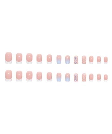 24 Pcs Square Floral Gradient Rhinestone Medium Press on Nails - Elegant Design for Women & Girls - Buy Online on GoSupps.com