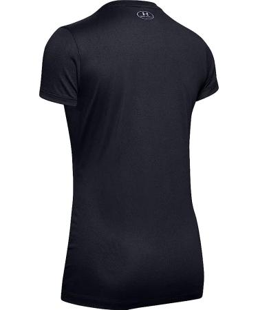 Under Armour Women's Tech V-Neck Short-Sleeve T-Shirt - Black/Metallic Silver Medium - Buy Online on GoSupps.com