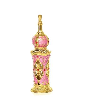 DFJOENVLDKHFE Vintage Patterned Glass Refillable Perfume Bottle Wedding Ladies Gifts (Size : Gold+Pink Red Color : 12ml)