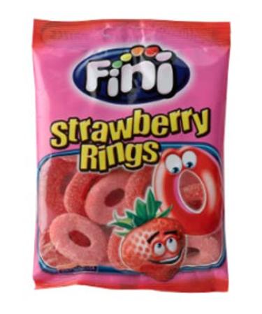 logan Rubber candies - Finished - Strawberry Hoops - 100g - 12 pieces
