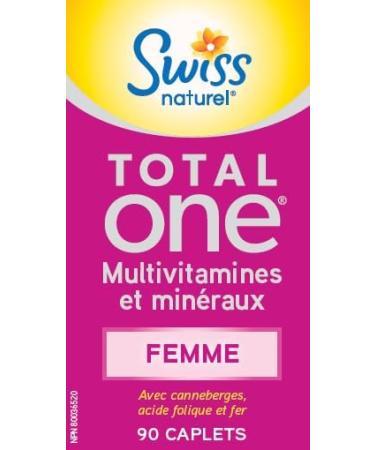 Swiss Natural Total One Multi Vitamin & Mineral | Women | With Cranberry Folic Acid and Iron | Daily Maintenance for Overall Health | No Preservatives or Dairy | 90 Caplets - Buy Online on GoSupps.com