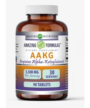 Amazing Formulas AAKG ((Arginine Alpha-Ketoglutarate) 3500mg) Supplement | Tablets | Non-GMO | Gluten-Free | Made in USA (1 Pack 90 Count) 90 Count 1 Count (Pack of 1)