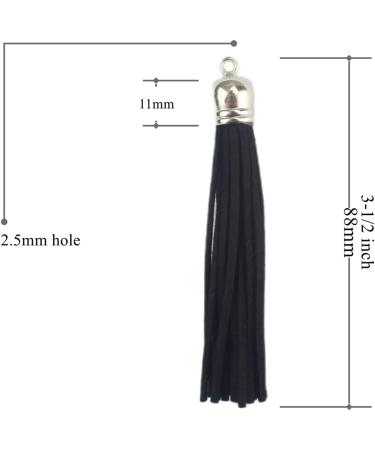 3.5 Silver Faux Suede Tassel Charm with CCB Cap - Black | Keychain & Jewelry Charm D451 - Buy Online on GoSupps.com