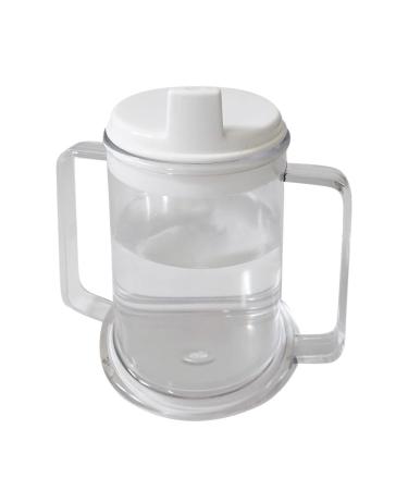 Ibluelover 2 Handle Plastic Mug Clear Spouted Cup Adult Sippy Cup Lightweight Drinking Cup Spill-Resistant Water Cup Feeding Cup with Easy-to-Grasp Handles Coffee Mug for Hot and Cold Beverages