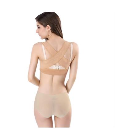 Chest Posture Corrector Women Shapewear Belt Upper Back Brace Shoulder Neck Clavicle Support Hunchback Correction Invisible Body Shaper Corset Vest (Color : Apricot Size : X-Large) X-Large Apricot