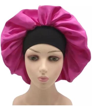 YUPs Large Wide Elastic Band Sleeping Satin Bonnet for Curly Afro Braids and Long Hair One Size-L Hot Pink - Buy Online on GoSupps.com