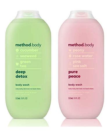 Method Body Body Wash - Deep Detox & Pure Peace - Set of 2 (Each 18 fl oz 532 ml)