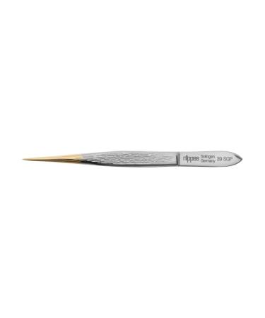 Nippes Solingen TWEEZER Alloy Steel Pointed Tips Gold-plated 90mm