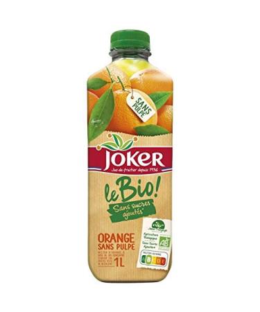 JOKER - Organic Orange Without Pulp 1L - Pack of 4 - Free Delivery