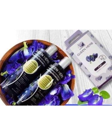 Queen Herb Shampoo & Treatment Set (2 pcs) - Butterfly Pea Nakarad Natural 400ml | International Shipping Available - Buy Online on GoSupps.com
