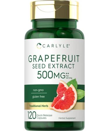 Grapefruit Seed Extract | 500 mg 120 Capsules | Maximum Strength | Non-GMO, Gluten Free | by Carlyle