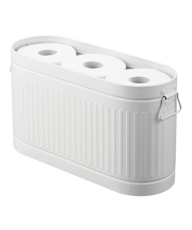 mDesign Large Steel Free Standing Toilet Paper Organizer, 6-Roll Tissue Storage Holder Container Bin for Bathroom Floor, Fits Under Sink, Vanity, Shelf, In Cabinet, or Corner, Oscar Collection - White