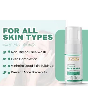 JEZARA Salicylic Acid 2% Foaming Face Wash - Acne & Dark Spot Treatment for Men & Women | Soothes Skin & Prevents Breakouts | 100ML - Buy Online on GoSupps.com