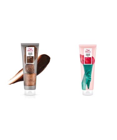 Wella Professionals Color Fresh Mask - Hair Courage to revitalize and change the hair color - nourishing tinting natural oils - for all hair types 2 Set Chocolate Touch & Red 150ml
