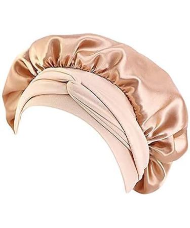 LKGEGO Satin Silk Sleep Cap for Women - XX-Large, Khaki - Adjustable Night Bonnet for Long & Curly Hair - Buy Online on GoSupps.com