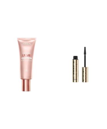 L Or al Paris True Match Lumi Glotion Natural Glow Enhancer Lotion Light 1.35 Ounces & Voluminous Panorama Mascara Volumizing and Lengthening Mascara Washable Longwear