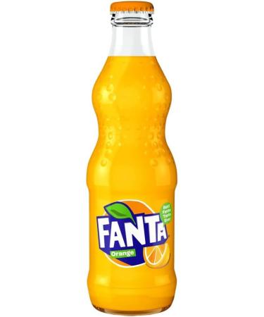 Fanta Orange Glass Bottles 24 x 330ml Sparkling Orange Fruit Drink With Sugar And Sweeteners Suitable For Vegetarians And Vegans Boxed Treatz - Buy Online on GoSupps.com