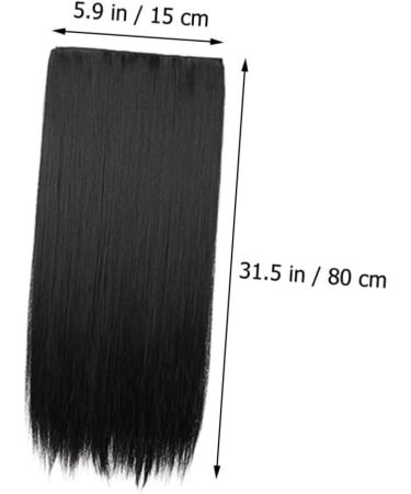 Beatifufu Piece Long Straight Hair Wig Hair Extensions Clip in Human Hair Dark Brown Hair Extensions Jet Black Wig Women Hair Extensions Natural Hair Accessories Miss High Temperature Wire 80X15CM Black - Buy Online on GoSupps.com