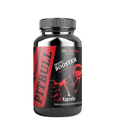 Pitbull Testo Booster - Red Edition - Pre Workout Booster Muscle Building (1 can each 4 capsules) - Booster Pre Workout Testosterone Booster Fitness
