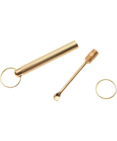 Gold Folding Type Copper Ear Wax Removal Earwax Cleaner Ear Spoon Portable Ear Wax Removal Tool Attached Key Ring Mini Tool Supplies Beauty and Personal Care Earwax Removal Products