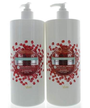 Veana Hyaluronic shampoo + hair mask with pomegranate (2 x 1000 ml) Hair care with hyaluronic acid for fine thin or damaged hair